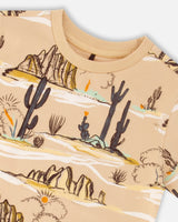 Organic Cotton Printed T-Shirt Beige | Deux par Deux | Jenni Kidz