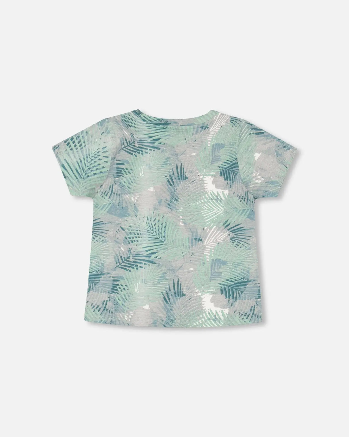 Organic Cotton Printed T-Shirt Green Jungle Leaves Print | Deux par Deux | Jenni Kidz