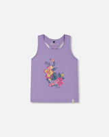 Organic Cotton Racerback Tank Top Floral Mauve | Deux par Deux | Jenni Kidz