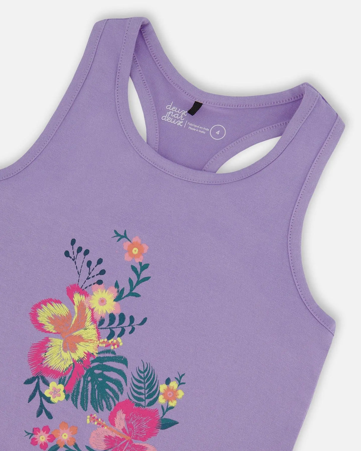 Organic Cotton Racerback Tank Top Floral Mauve | Deux par Deux | Jenni Kidz