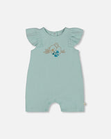 Organic Cotton Romper With Frills Light Blue | Deux par Deux | Jenni Kidz