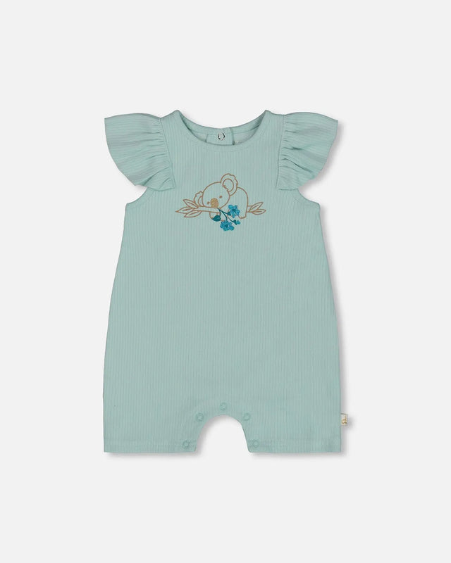 Organic Cotton Romper With Frills Light Blue | Deux par Deux | Jenni Kidz