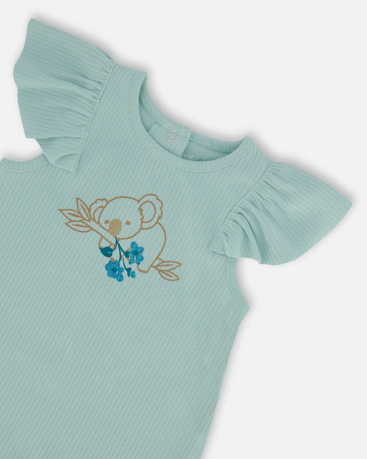 Organic Cotton Romper With Frills Light Blue | Deux par Deux | Jenni Kidz