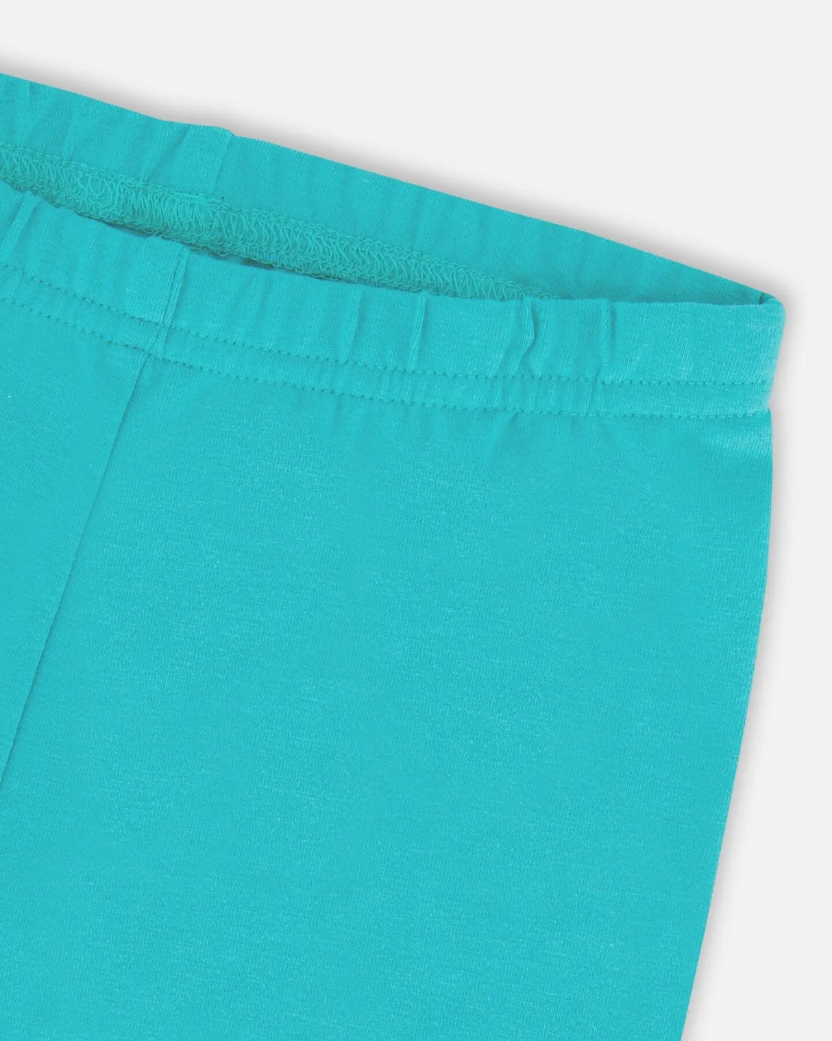 Organic Cotton Short Leggings With Crochet Trim Turquoise | Deux par Deux | Jenni Kidz