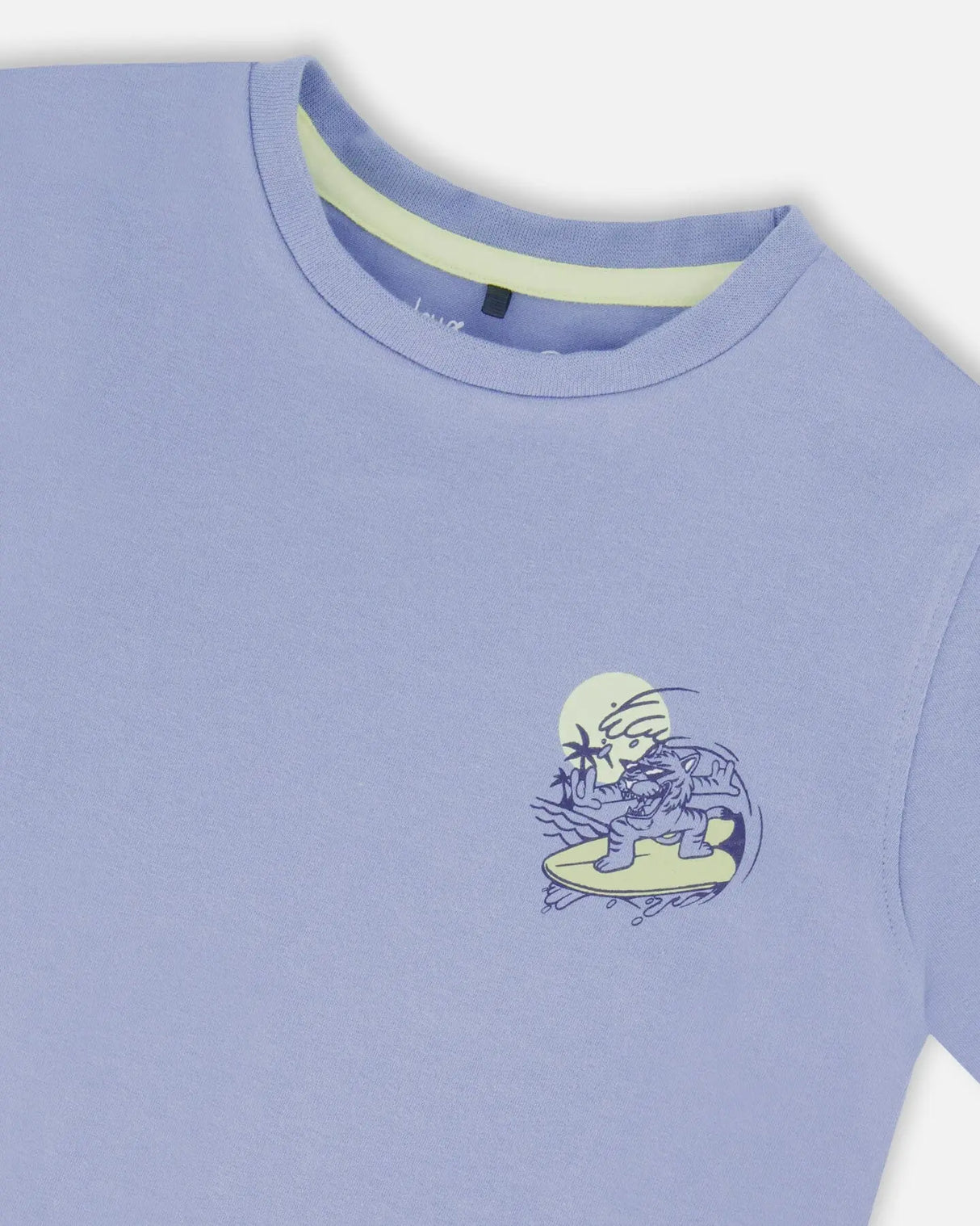Organic Cotton T-Shirt Blue Printed On Front And Back | Deux par Deux | Jenni Kidz