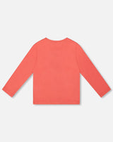 Organic Cotton T-Shirt Coral With Cupcake | Deux par Deux | Jenni Kidz