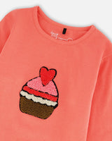 Organic Cotton T-Shirt Coral With Cupcake | Deux par Deux | Jenni Kidz