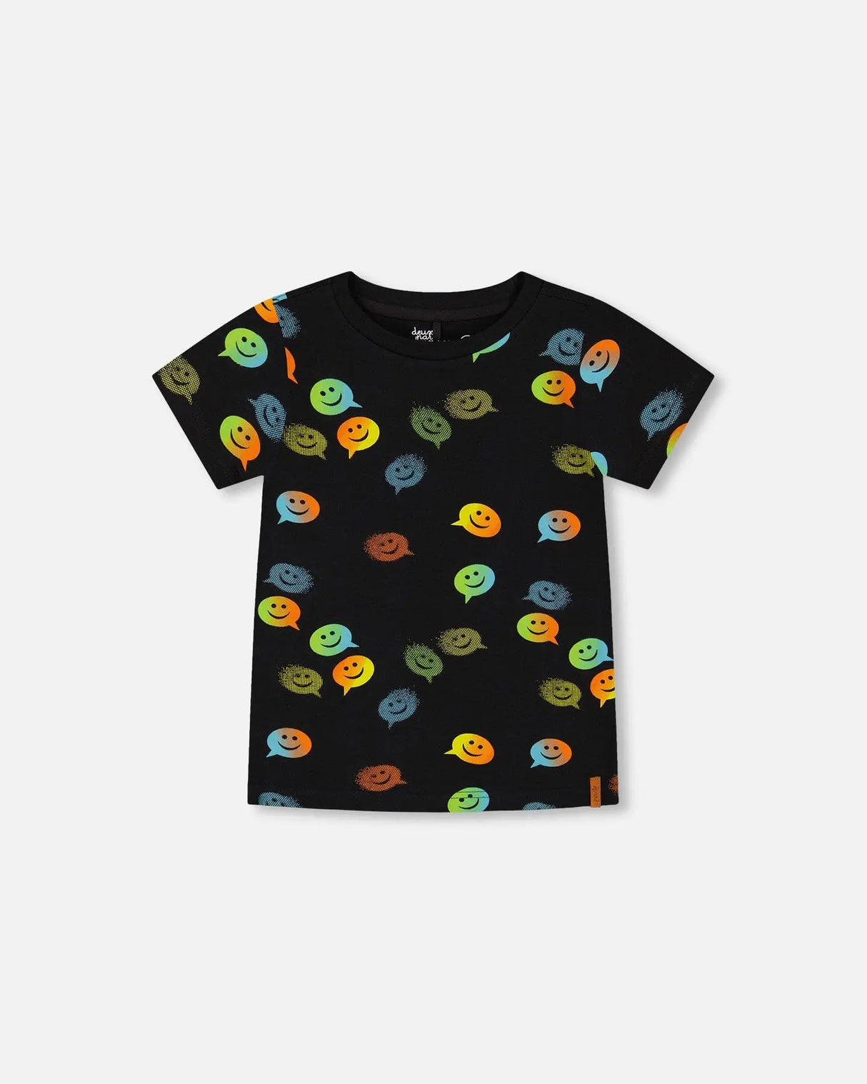 Organic Cotton T-Shirt With Allover Print Black | Deux par Deux | Jenni Kidz