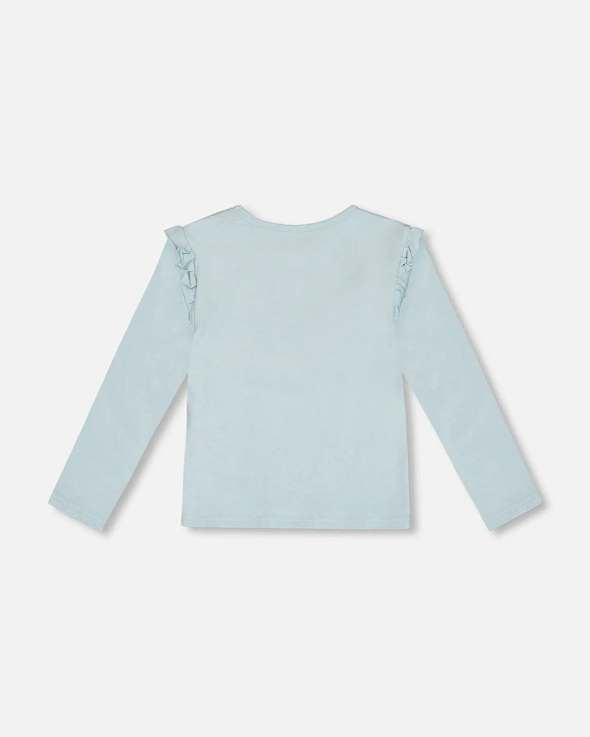 Organic Cotton T-Shirt With Frill Light Blue | Deux par Deux | Jenni Kidz