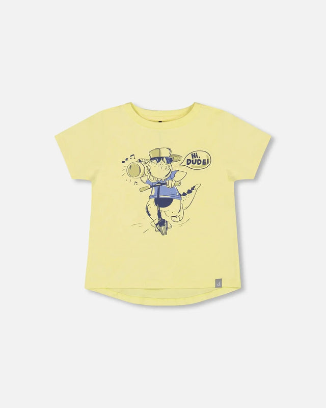 Organic Cotton T-Shirt With Print Lime | Deux par Deux | Jenni Kidz