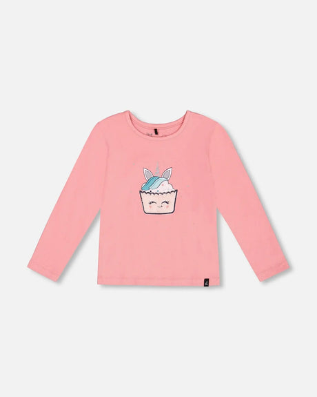 Organic Cotton T-Shirt With Print Pink | Deux par Deux | Jenni Kidz