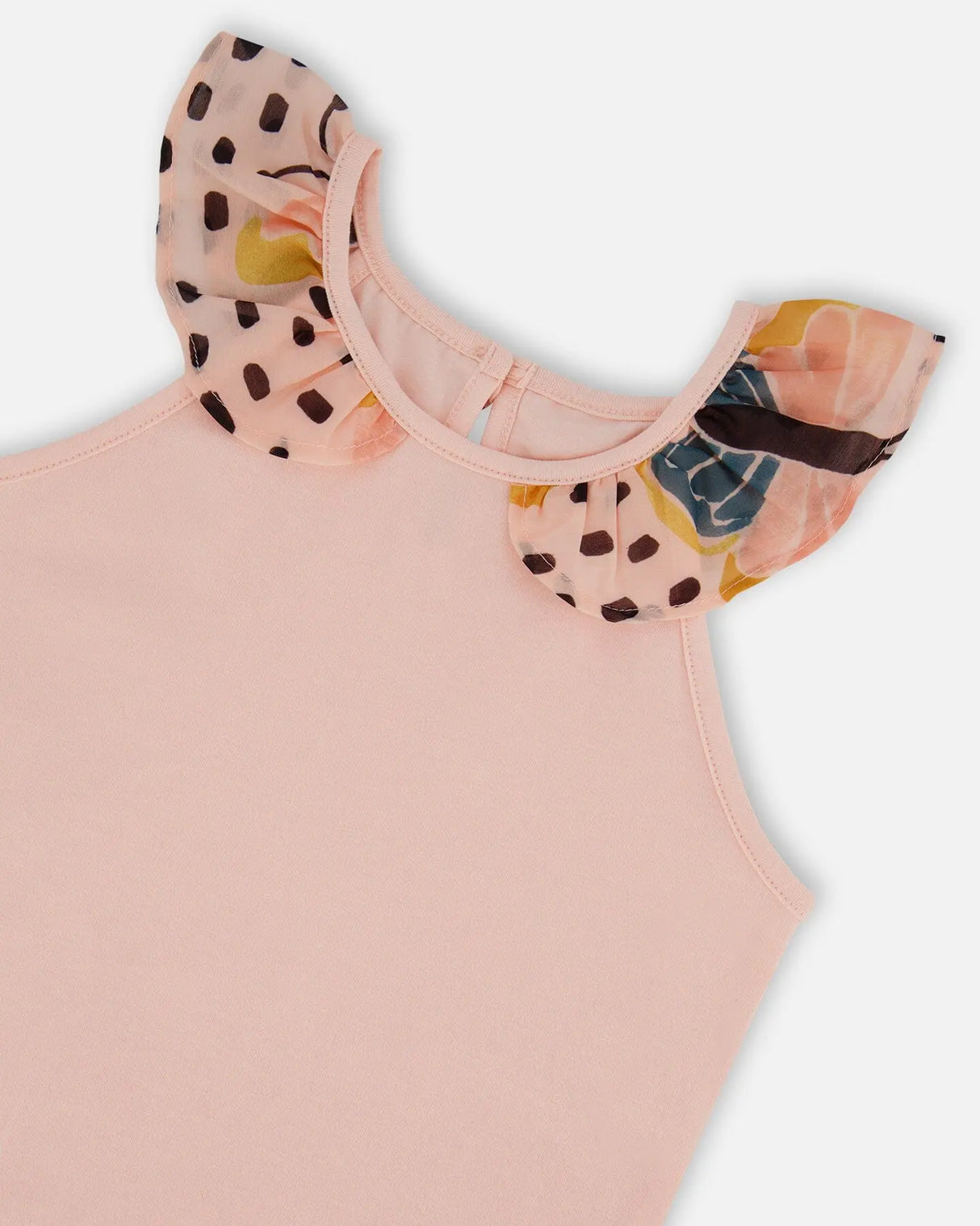 Organic Cotton Tank Top With Frill Pink And Black Butterfly | Deux par Deux | Jenni Kidz