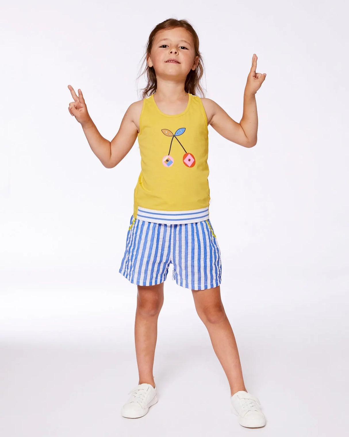 Organic Cotton Tank Top Yellow And Cherries | Deux par Deux | Jenni Kidz