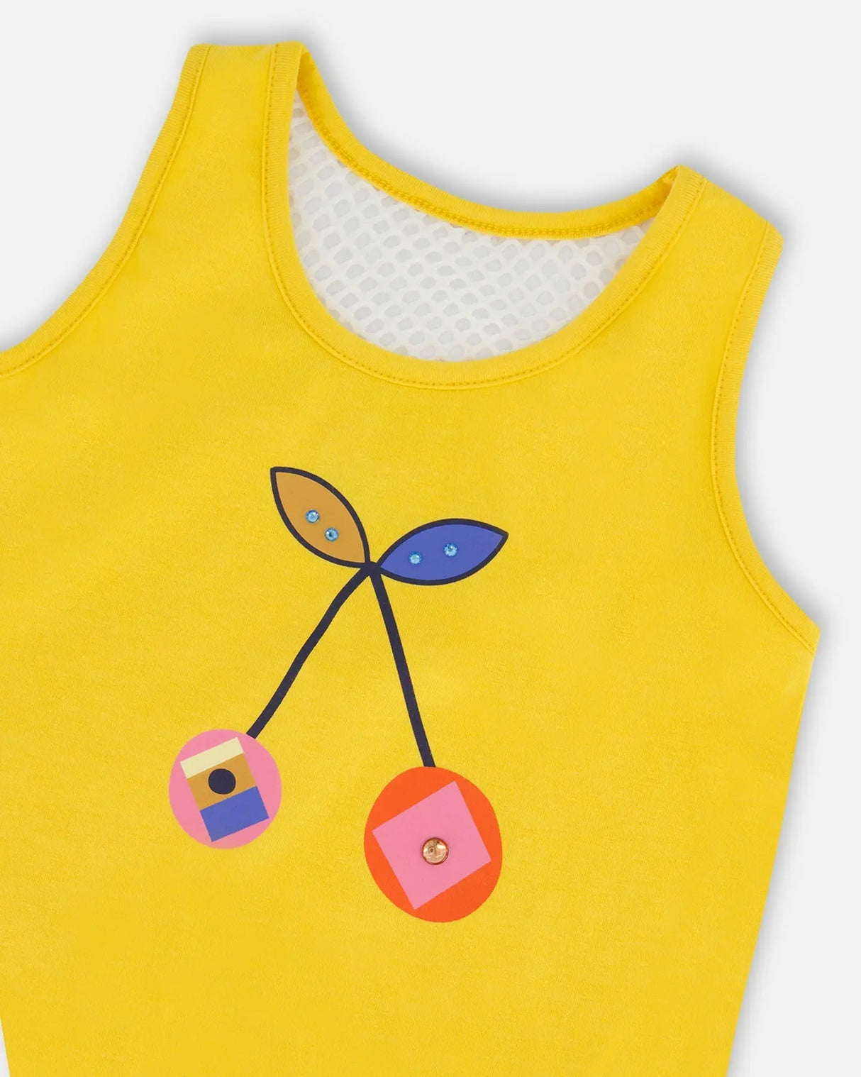 Organic Cotton Tank Top Yellow And Cherries | Deux par Deux | Jenni Kidz