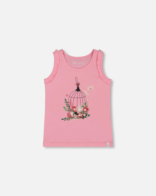 Organic Cotton Tank With Frills Candy Pink | Deux par Deux | Jenni Kidz