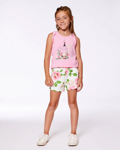 Organic Cotton Tank With Frills Candy Pink | Deux par Deux | Jenni Kidz