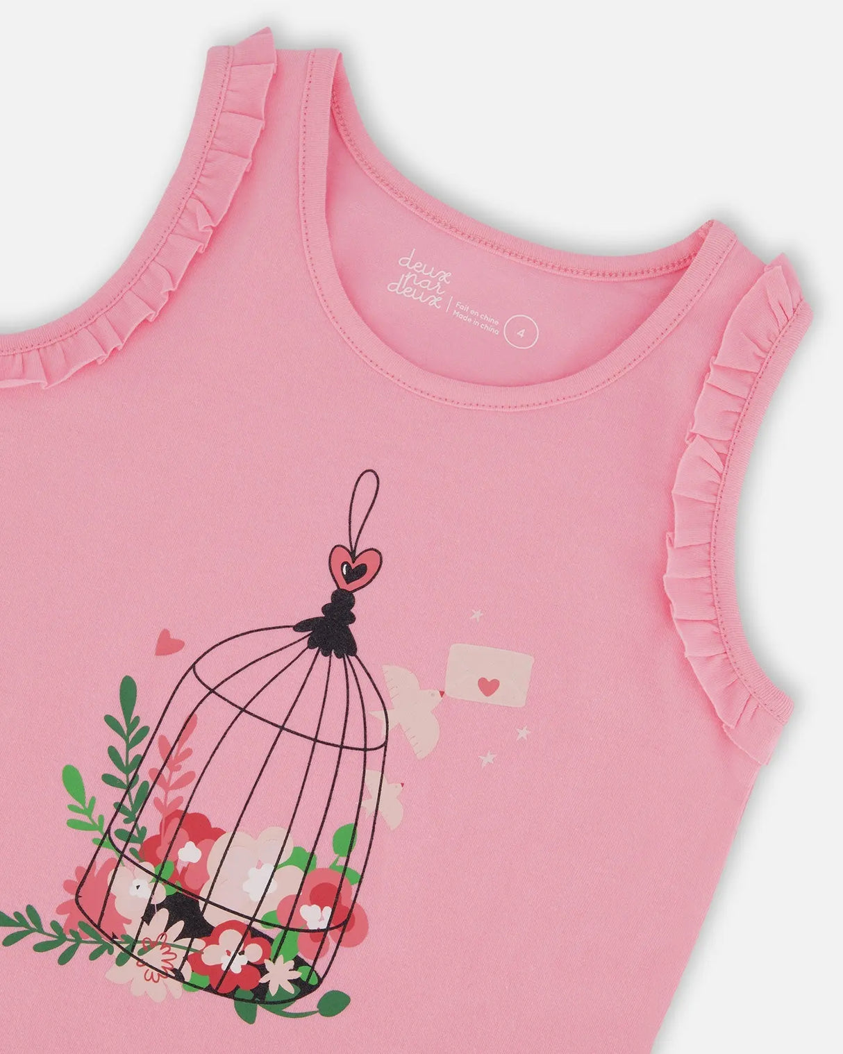 Organic Cotton Tank With Frills Candy Pink | Deux par Deux | Jenni Kidz