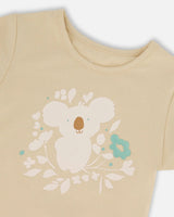 Organic Cotton Tee Beige And Cream Koala | Deux par Deux | Jenni Kidz