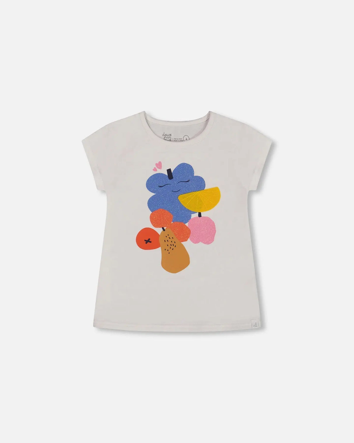 Organic Cotton Tee Fruits On White Background | Deux par Deux | Jenni Kidz