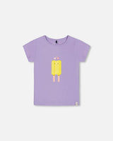 Organic Cotton Tee Mauve And Yellow Lollipop | Deux par Deux | Jenni Kidz