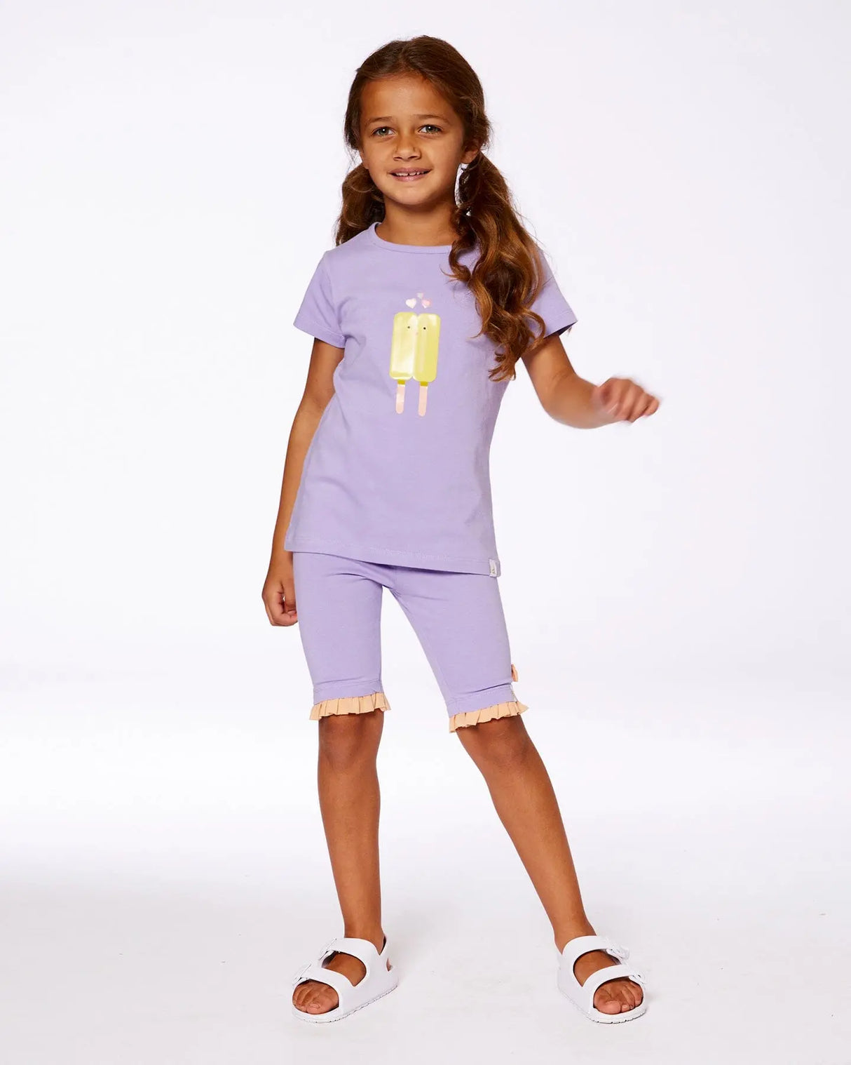 Organic Cotton Tee Mauve And Yellow Lollipop | Deux par Deux | Jenni Kidz