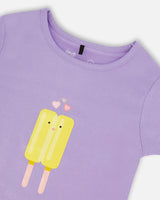 Organic Cotton Tee Mauve And Yellow Lollipop | Deux par Deux | Jenni Kidz