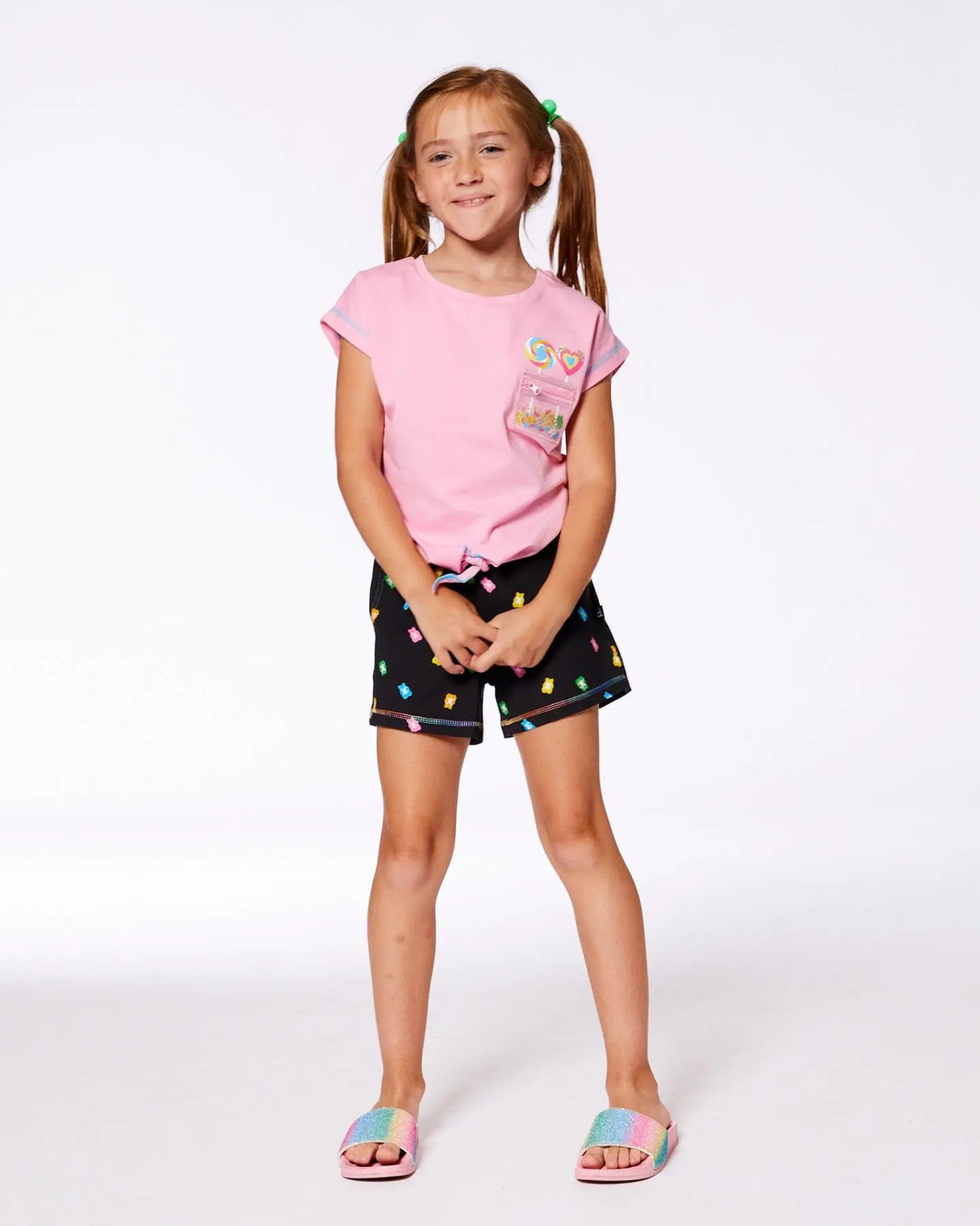 Organic Cotton Tee With Print And Knot Candy Pink | Deux par Deux | Jenni Kidz