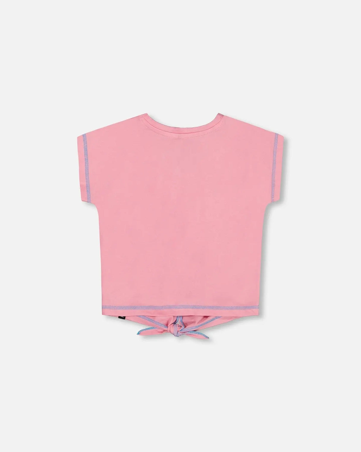 Organic Cotton Tee With Print And Knot Candy Pink | Deux par Deux | Jenni Kidz