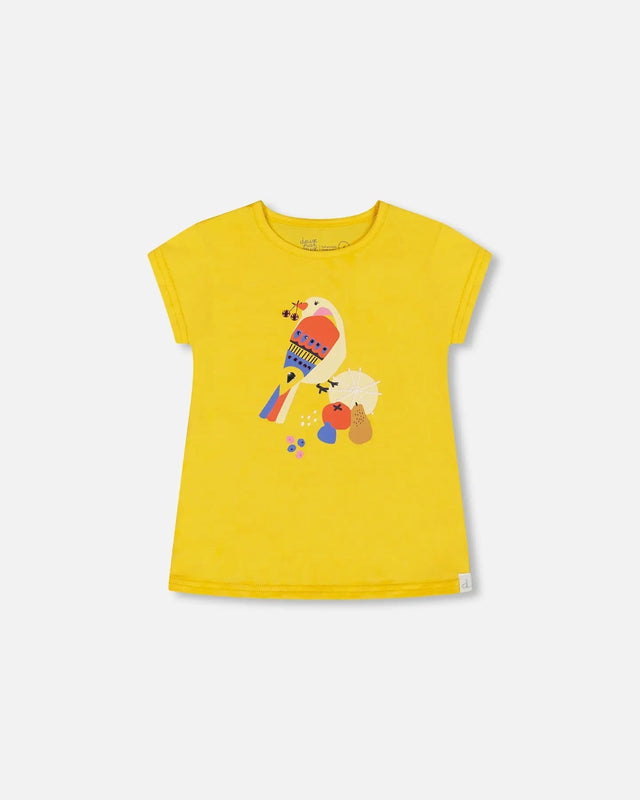 Organic Cotton Tee Yellow And Birds | Deux par Deux | Jenni Kidz