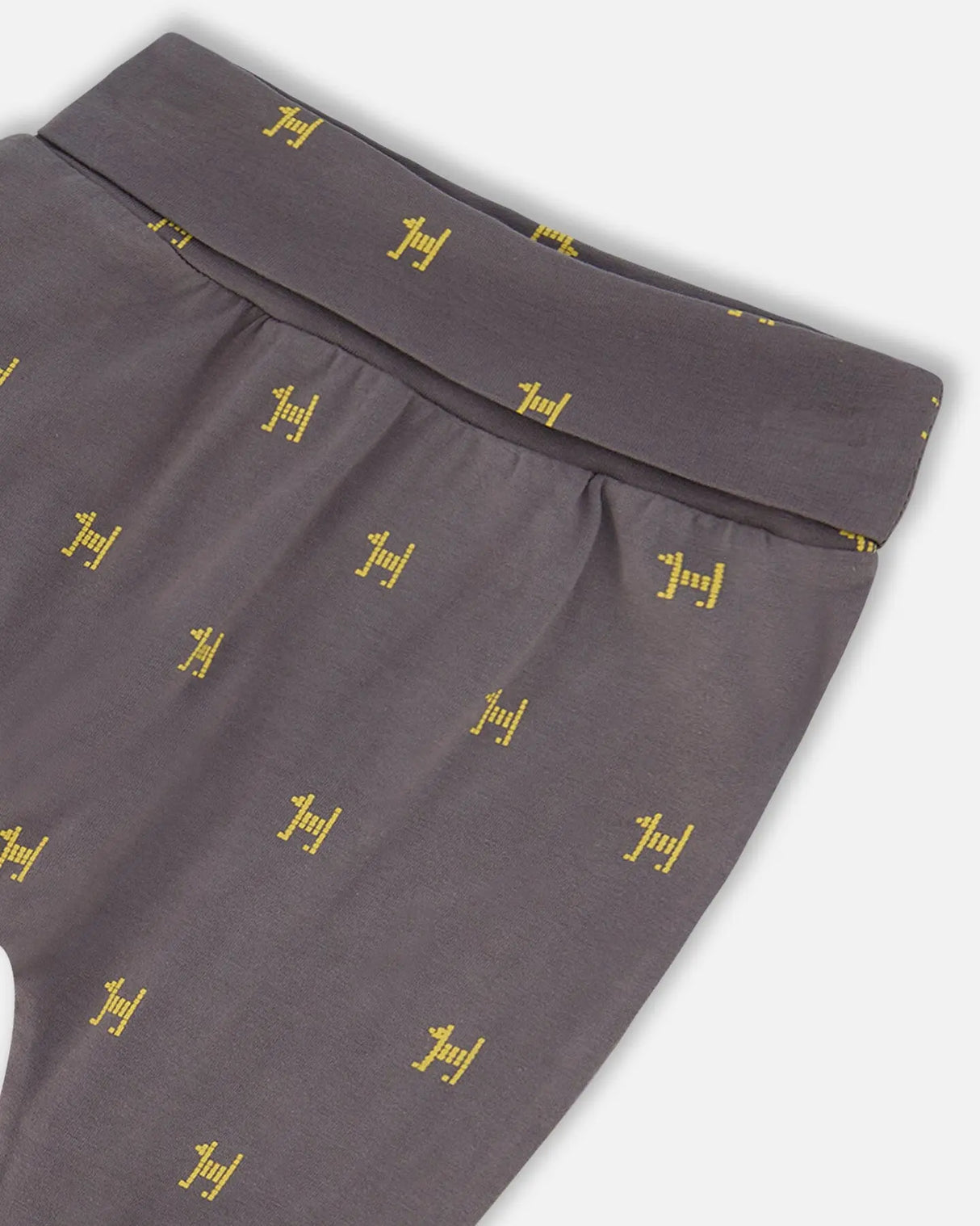 Organic Cotton Top And Evolutive Pant Set Dark Grey With Printed Pixel Dog | Deux par Deux | Jenni Kidz