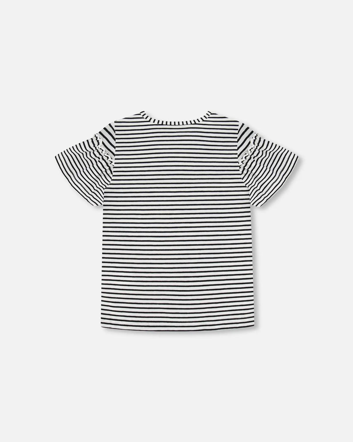 Organic Cotton Top With Flounce Sleeves Stripe Black And White | Deux par Deux | Jenni Kidz