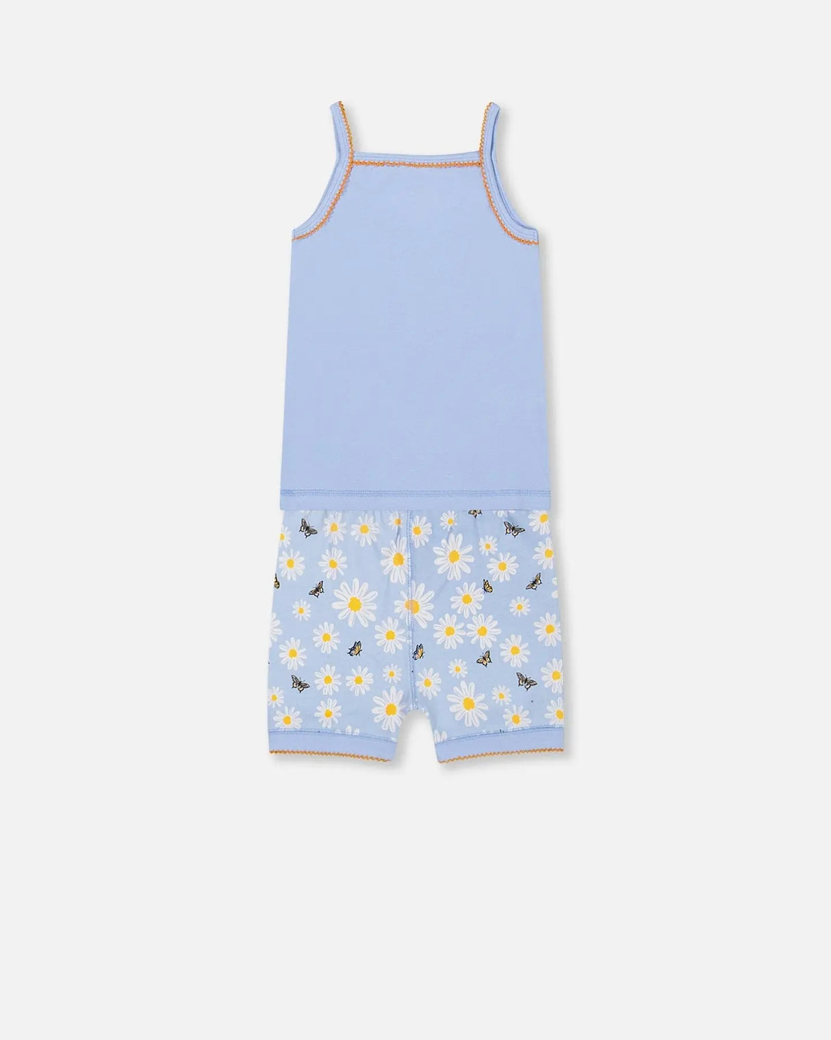 Organic Cotton Two Piece Pajama Set Baby Blue Printed Daisies | Deux par Deux | Jenni Kidz