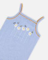 Organic Cotton Two Piece Pajama Set Baby Blue Printed Daisies | Deux par Deux | Jenni Kidz