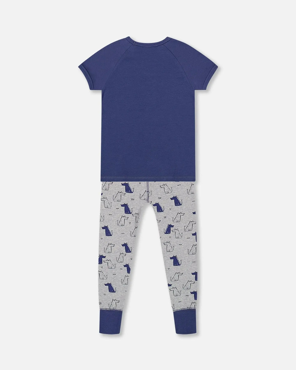 Organic Cotton Two Piece Pajama Set Grey Mix Printed Dogs | Deux par Deux | Jenni Kidz
