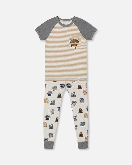 Hudhud - Baby Boy Short Pajama Set Animal World Themed White (9