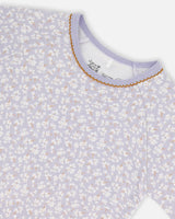 Organic Cotton Two Piece Pajama Set Lilac Printed Little Flowers | Deux par Deux | Jenni Kidz