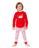Organic Cotton Two-Piece Pajama Set Red And White Fairisle | Deux par Deux | Jenni Kidz