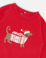 Organic Cotton Two-Piece Pajama Set Red And White Fairisle | Deux par Deux | Jenni Kidz