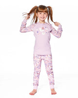 Organic Cotton Two-Piece Pajamas Lilac Cat Print | Deux par Deux | Jenni Kidz