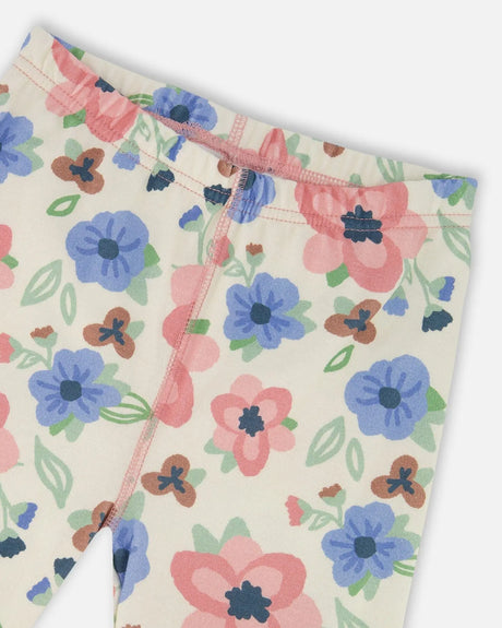 Organic Cotton Two-Piece Pajamas Off-White Flower Print | Deux par Deux | Jenni Kidz