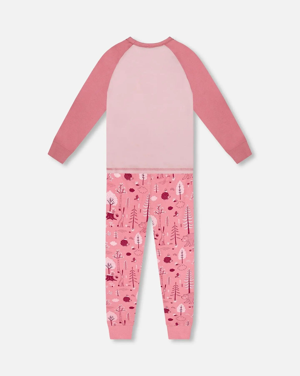 Organic Cotton Two-Piece Pajamas Pink Forest | Deux par Deux | Jenni Kidz