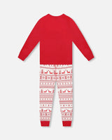 Organic Cotton Two-Piece Pajamas Red And White Fairisle | Deux par Deux | Jenni Kidz