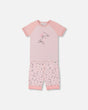 Organic Cotton Two-Piece Short Pajama Set Small Pink Flowers On Pale Pink Background | Deux par Deux | Jenni Kidz