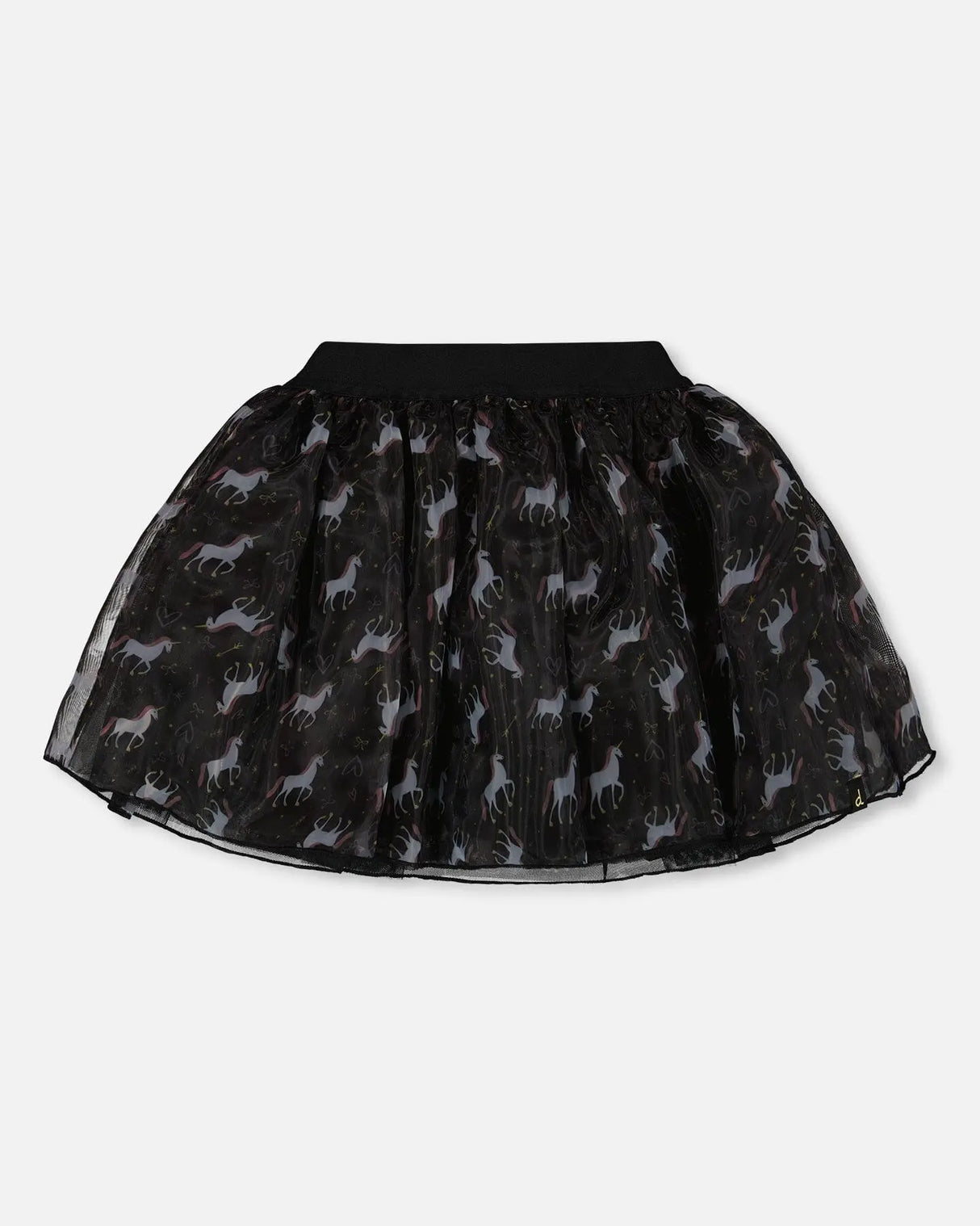 Organza And Mesh Skirt Black With Unicorn Print | Deux par Deux | Jenni Kidz