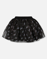 Organza And Mesh Skirt Black With Unicorn Print | Deux par Deux | Jenni Kidz