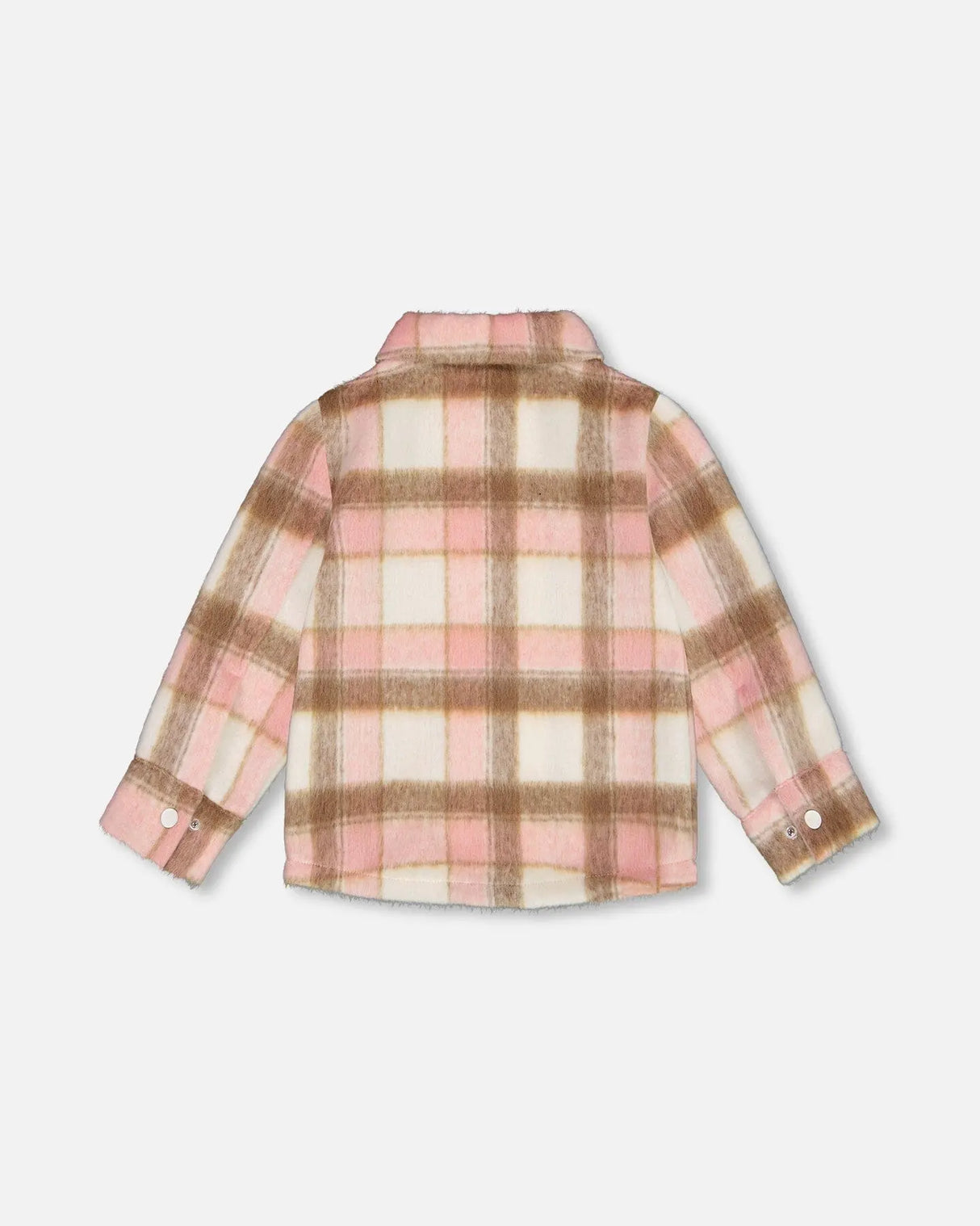 Overshirt Wool-Effect With Pockets Plaid Pink, Nougat And Off White | Deux par Deux | Jenni Kidz