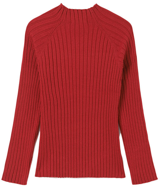 Ribbed Knit Mockneck Long Sleeve - Red Girls | Mayoral - Jenni Kidz