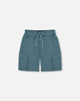 Parachute Cargo Pocket Shorts Dark Teal | Deux par Deux | Jenni Kidz