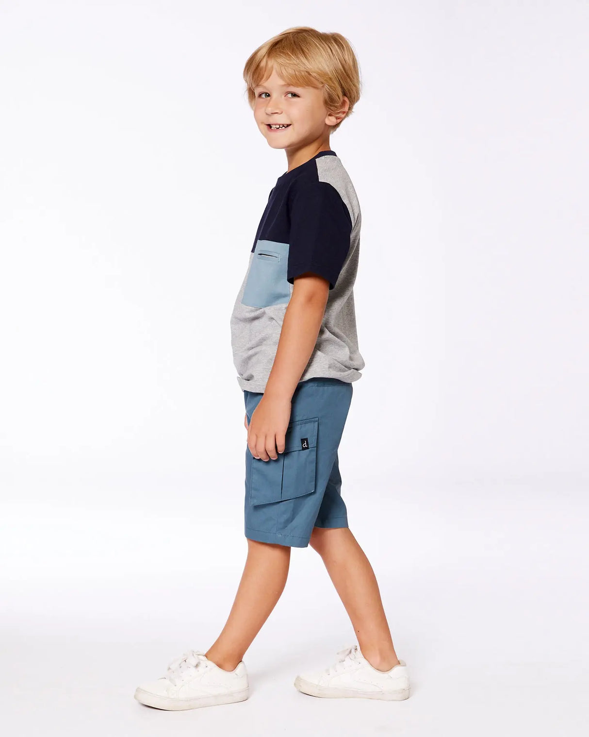 Parachute Cargo Pocket Shorts Dark Teal | Deux par Deux | Jenni Kidz