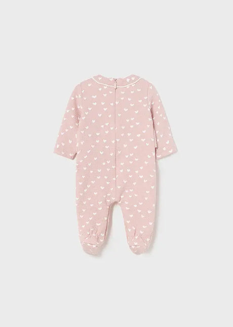 Patterned Quilted Bear footie Onesie - Baby Rose | Mayoral | Mayoral | Jenni Kidz